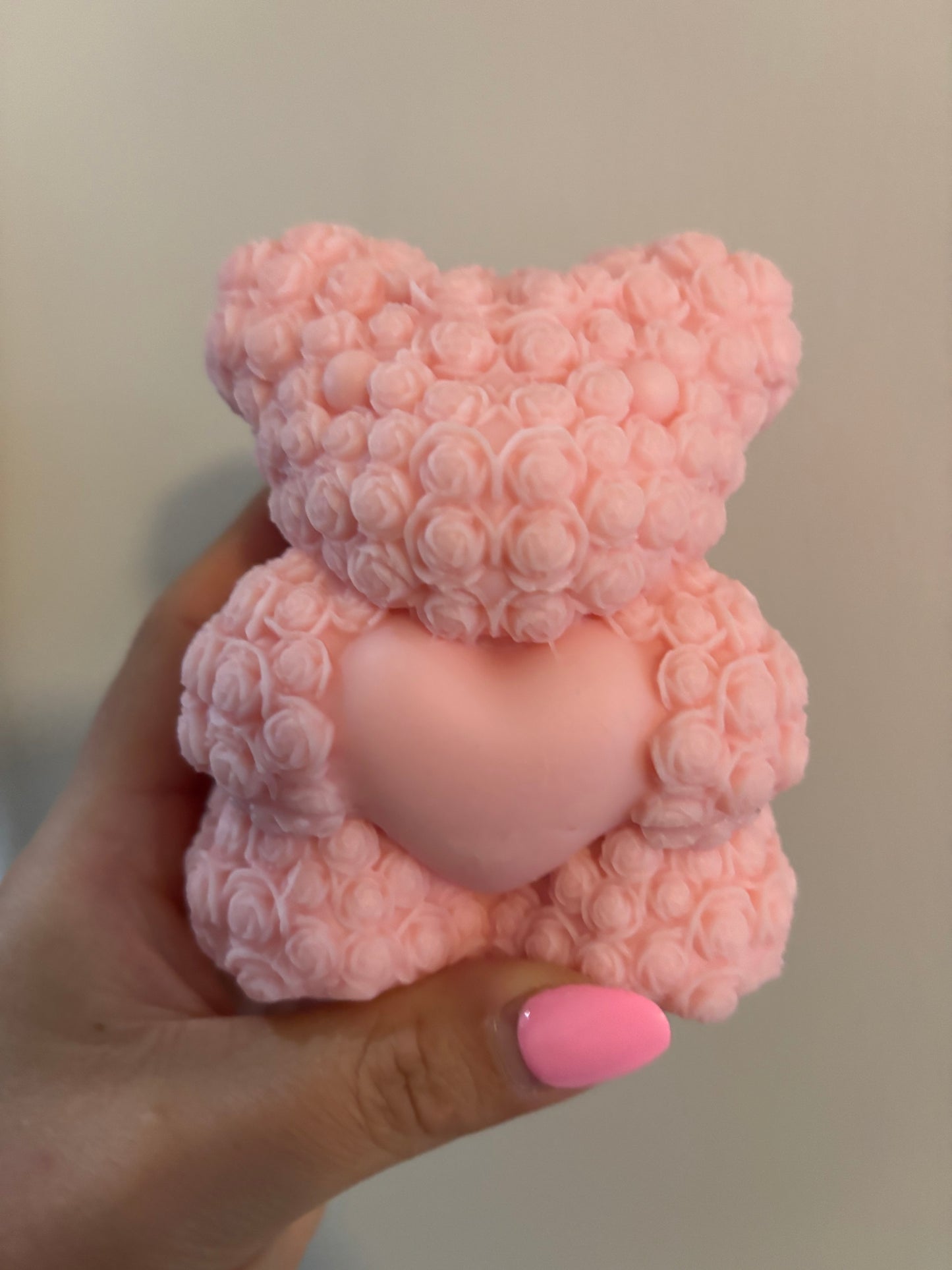 Pink Rose Bear Candle